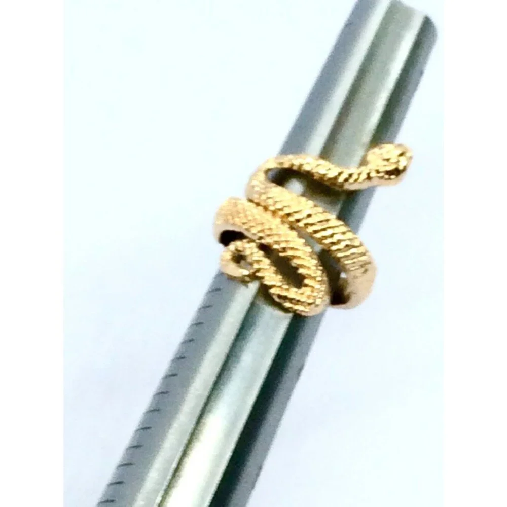 SNAKE RING Gold Tone Serpent Wrap Egyptian Revival Textured Sz 4.75